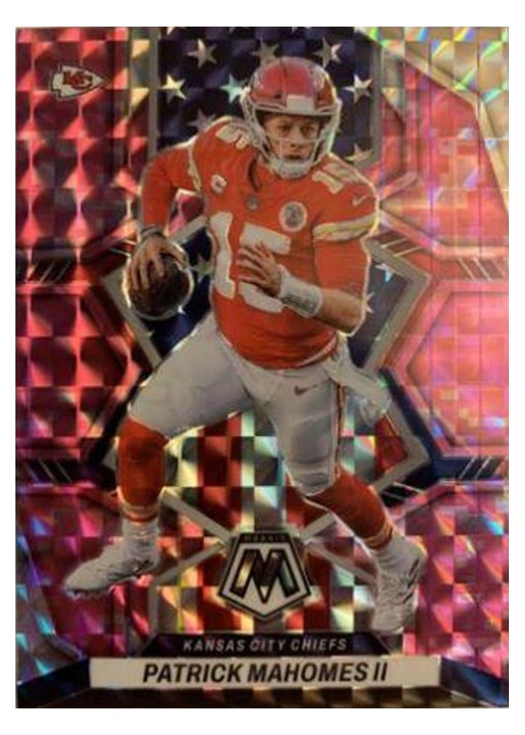 2022 Panini Mosaic Base Set Patrick Mahomes II Camo Pink #256 card