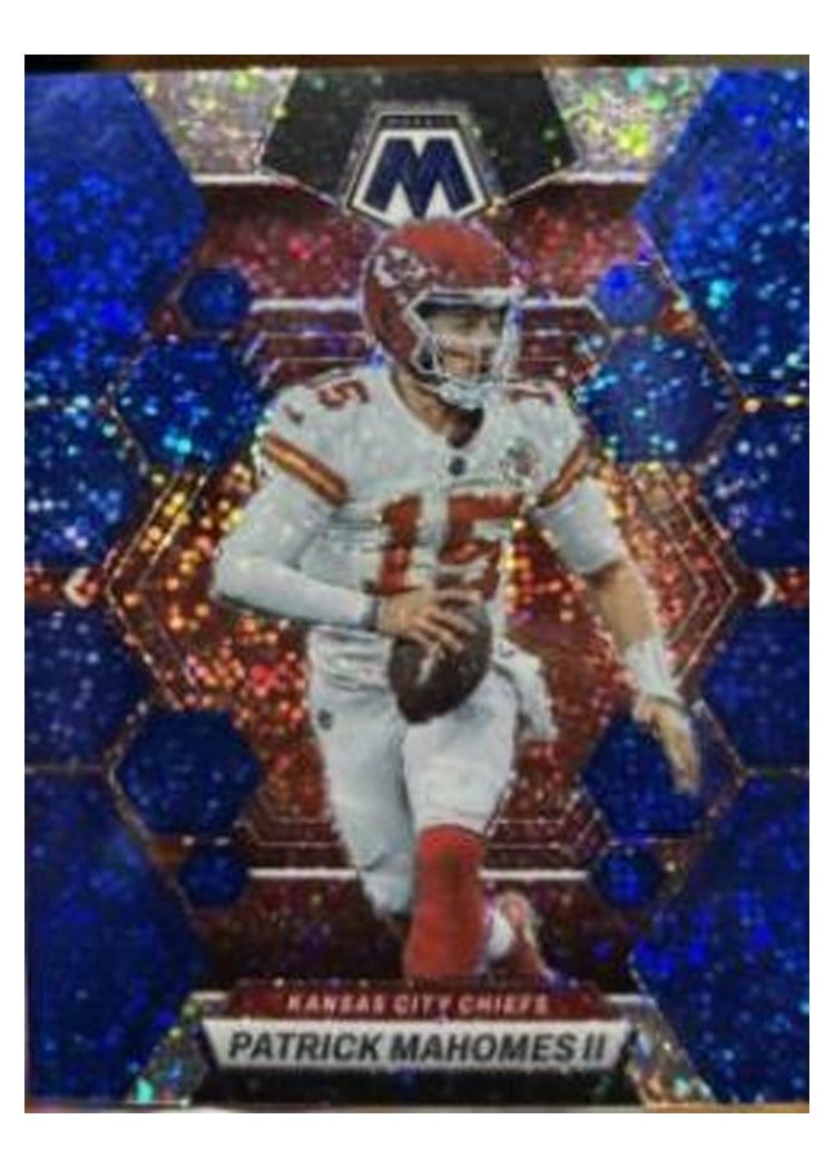 2023 Panini Mosaic Base Set Patrick Mahomes II Blue Sparkle #109 card