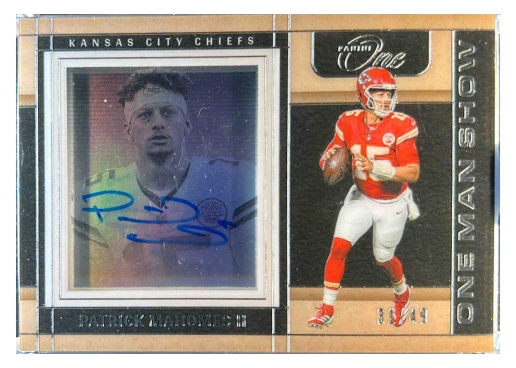 2024 Panini One One Man Show Autographs Patrick Mahomes II #185 card