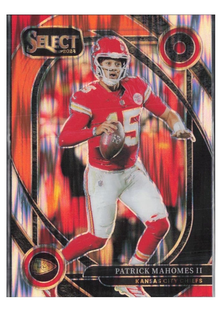 2024 Panini Select Base Set Patrick Mahomes II Black Orange Prizm Shock #223 card