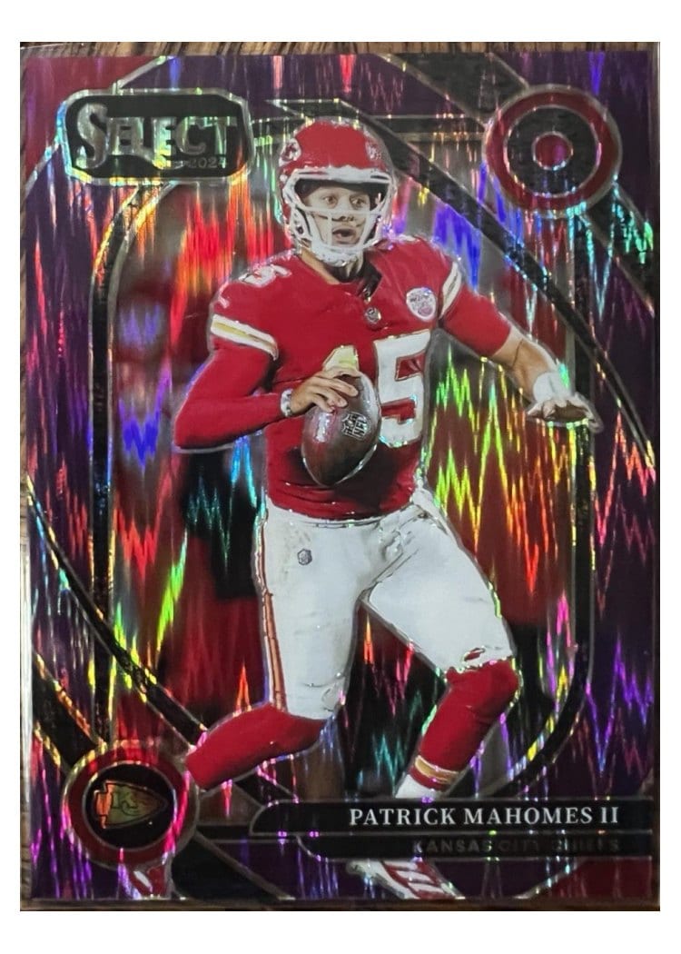 2024 Panini Select Base Set Patrick Mahomes II Purple Prizm Shock #223 card