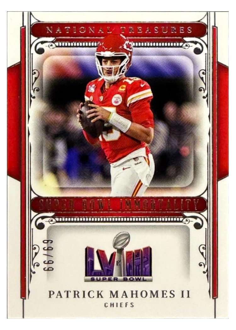 2025 Panini National Treasures Super Bowl Immortality Patrick Mahomes II #1 card