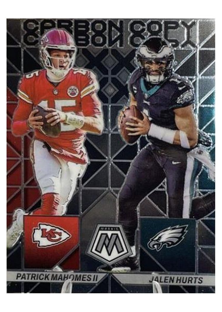 2023 Panini Mosaic Carbon Copy Patrick Mahomes II / Jalen Hurts #CC-2 card