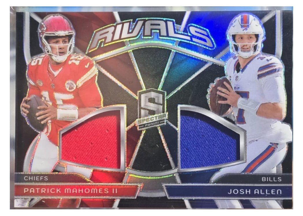 2024 Panini Spectra Rivals Relics Patrick Mahomes II / Josh Allen #RVL-PMJA card