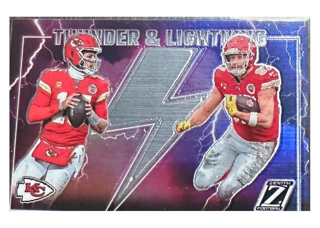 2023 Panini Zenith Thunder and Lightning Patrick Mahomes II/Travis Kelce #12 card