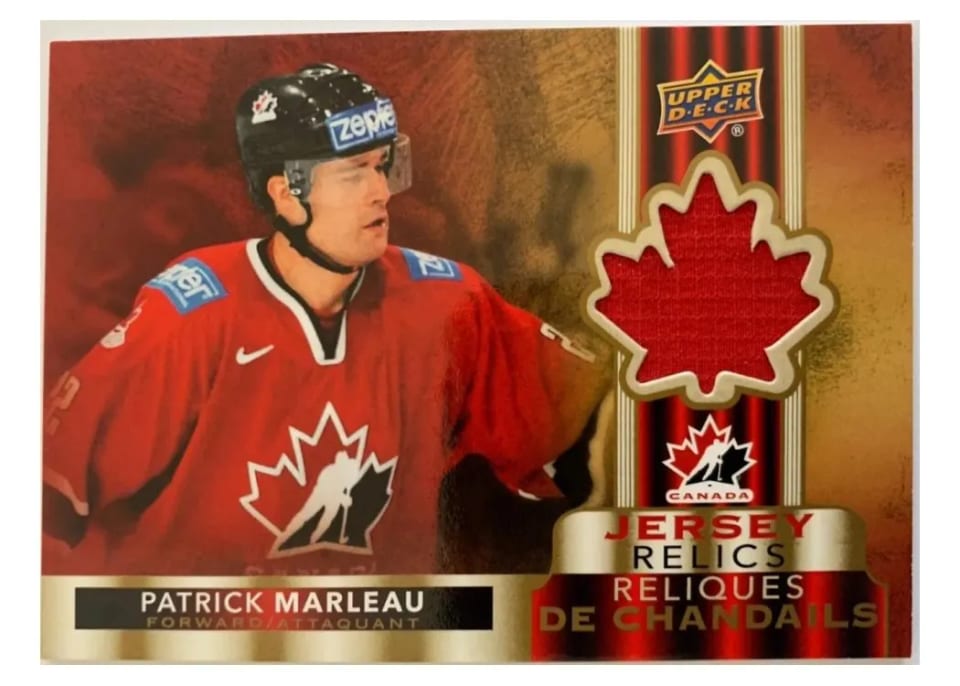 2021-22 Tim Hortons Collectors Series Team Canada Jersey Relic Redemptions Patrick Marleau #J-PM card