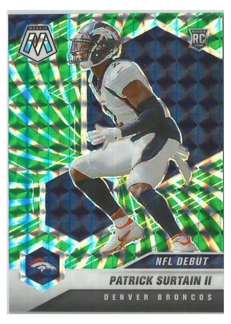 2021 Panini Mosaic Base Set Patrick Surtain II Green Swirl Mosaic #256 card