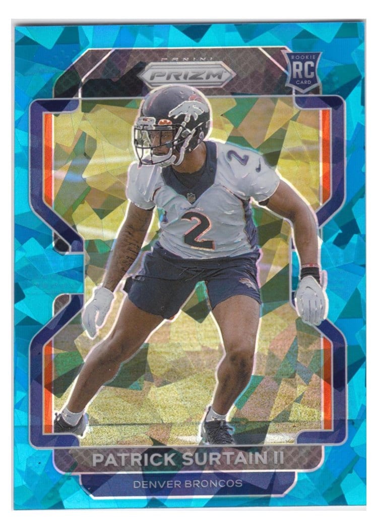 2021 Panini Prizm Base Set Patrick Surtain II Blue Ice Prizm #374 card