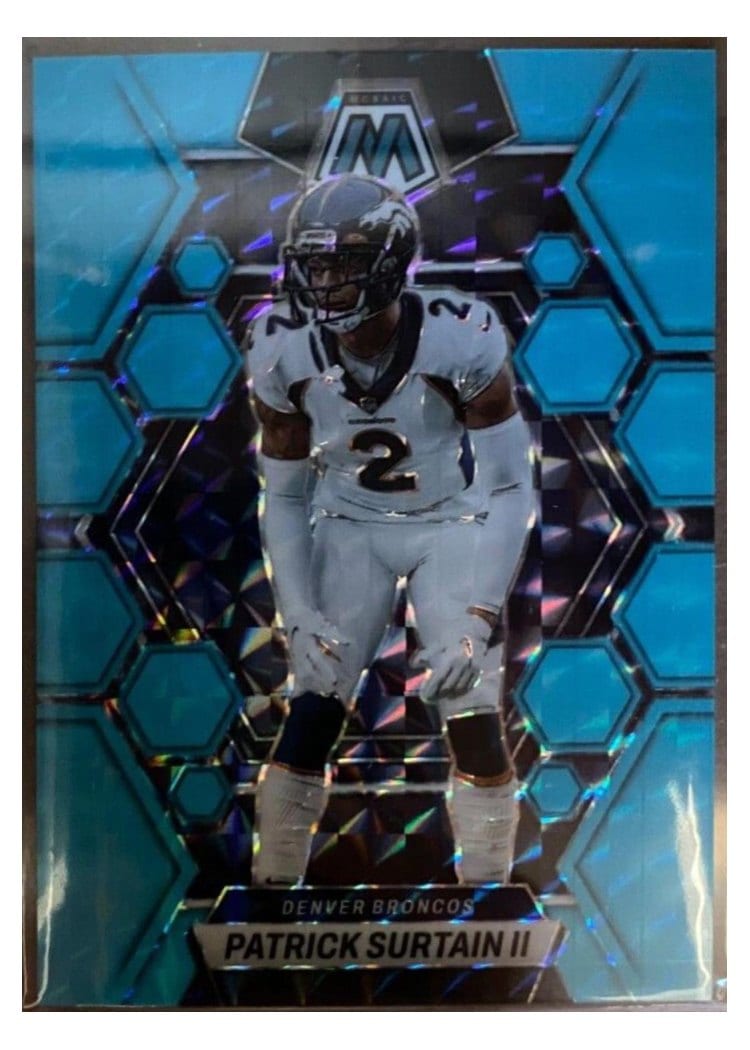 2023 Panini Mosaic Base Set Patrick Surtain II Blue Fluorescent #69 card