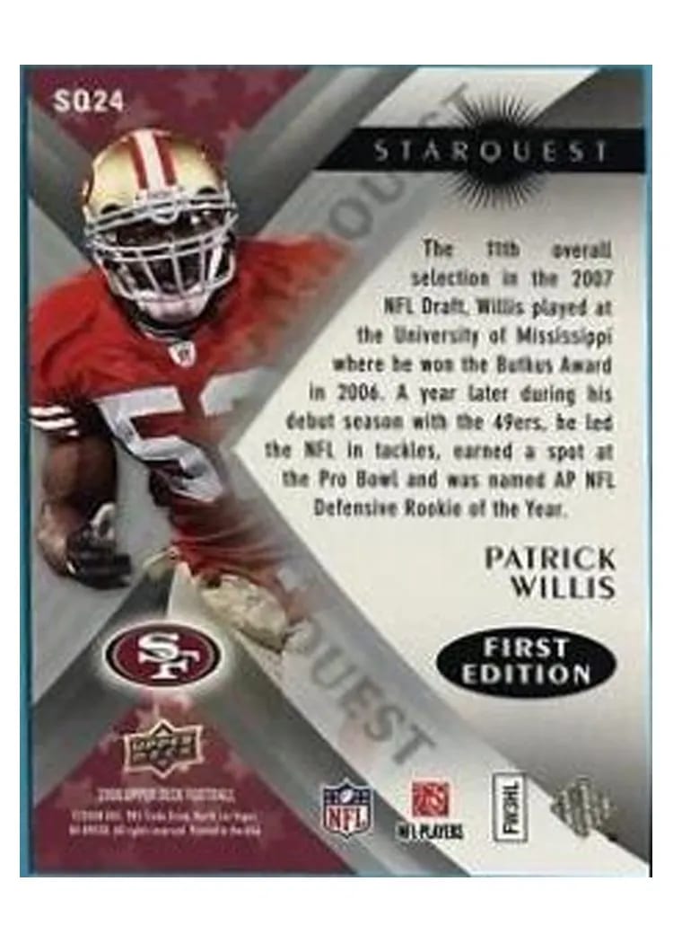 2008 Upper Deck First Edition Starquest Patrick Willis #SQ24 card