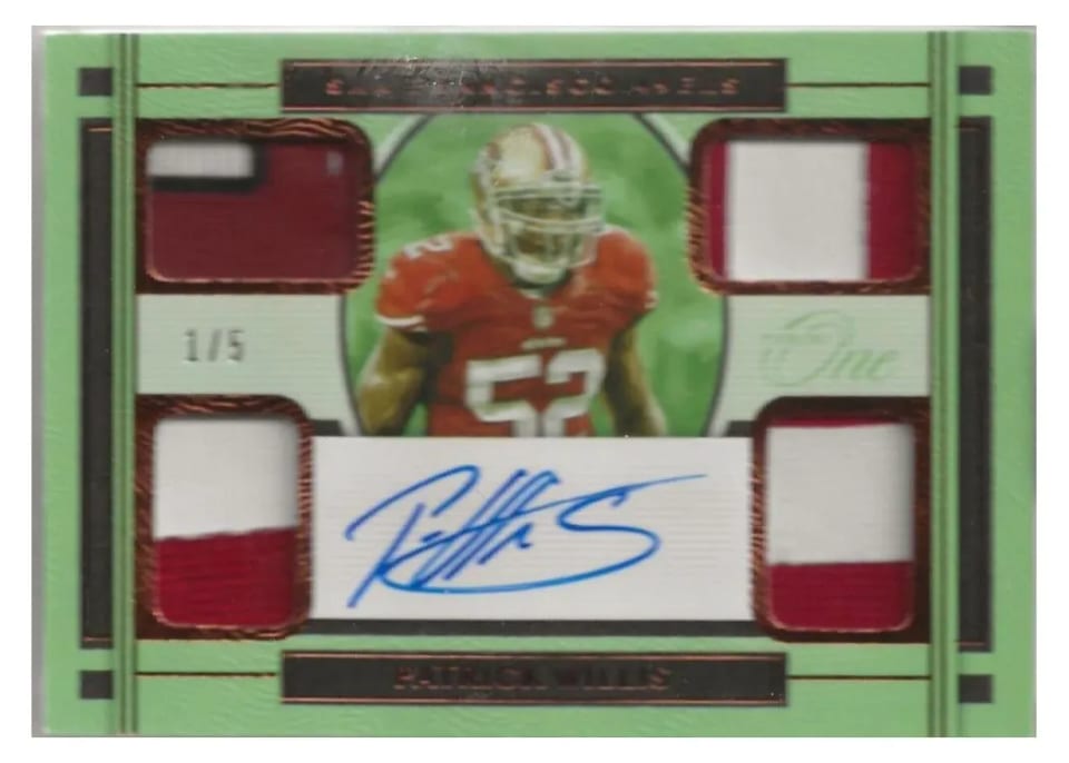 2020 Panini One Patrick Willis Quad Patch Autograph Bronze #64 card