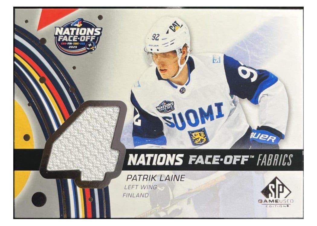2025-26 SP Game Used 2025 4 Nations Face-Off Fabrics Patrik Laine #4N-PL card