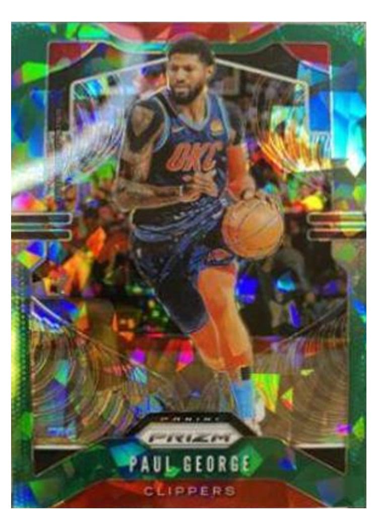 2019-20 Panini Prizm Base Set Paul George Green Ice Prizm #185 card