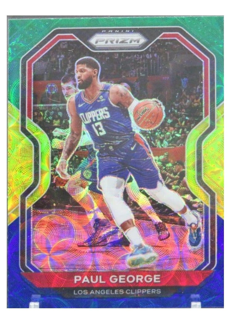 2020-21 Panini Prizm Base Set Paul George Choice Blue, Yellow, Green Prizm #14 card