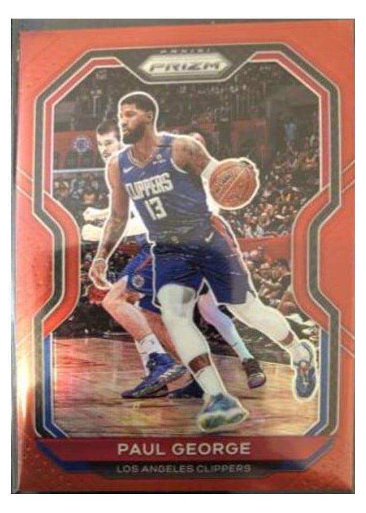2020-21 Panini Prizm Base Set Paul George Red Prizm #14 card