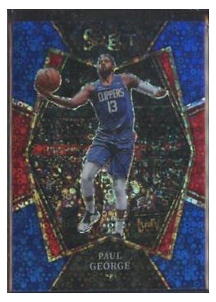 2021-22 Panini Select Base Set Paul George Blue Disco Prizm #129 card