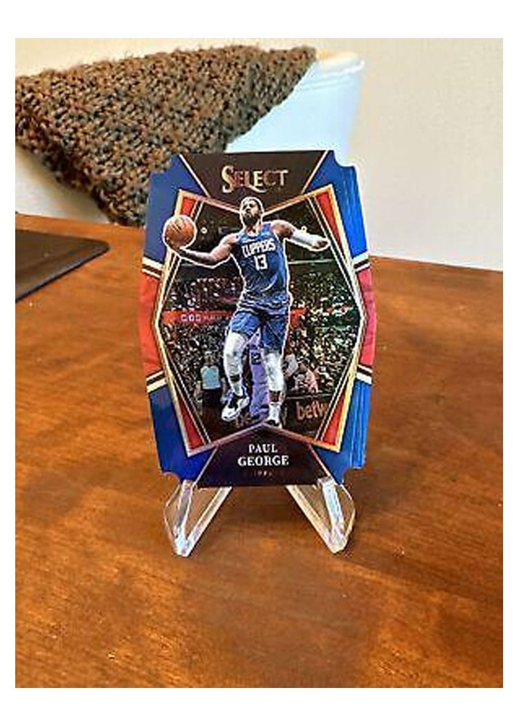 2021-22 Panini Select Base Set Paul George Blue Prizm Die Cut #129 card