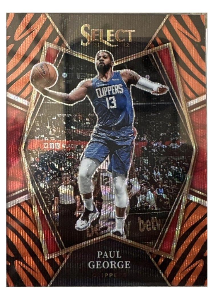 2021-22 Panini Select Base Set Paul George Tiger Prizm #129 card
