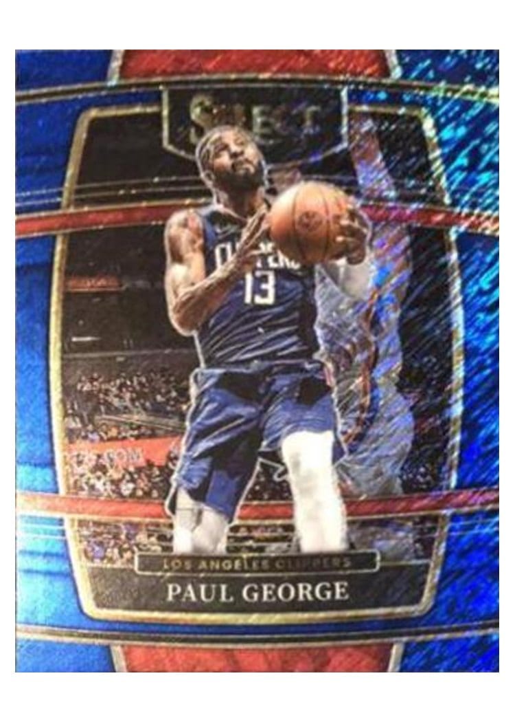 2021-22 Panini Select Base Set Paul George Blue Shimmer #14 card