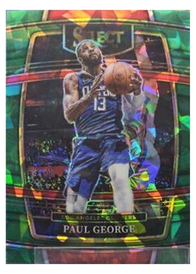 2021-22 Panini Select Base Set Paul George Green Ice Prizm #14 card