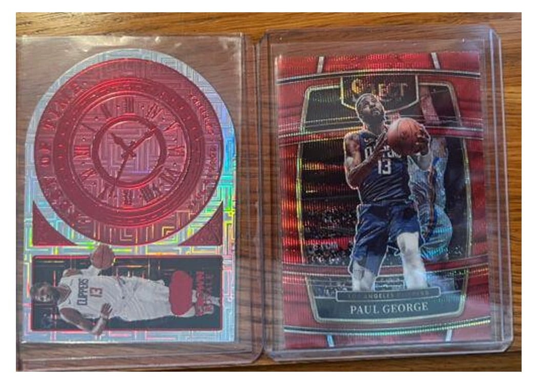 2021-22 Panini Select Base Set Paul George Red Wave Prizm #14 card