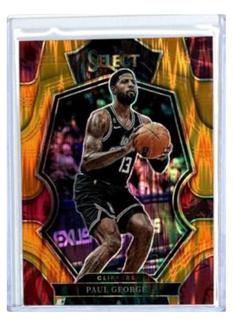 2022-23 Panini Select Base Set Paul George Orange Flash Prizm #116 card