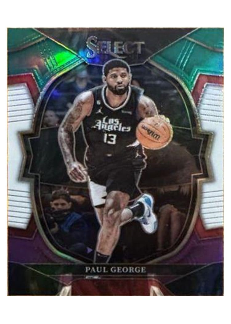 2022-23 Panini Select Base Set Paul George Green White Purple Prizm #16 card