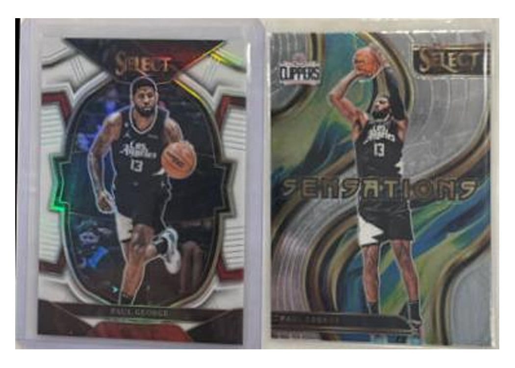 2022-23 Panini Select Base Set Paul George White Prizm #16 card