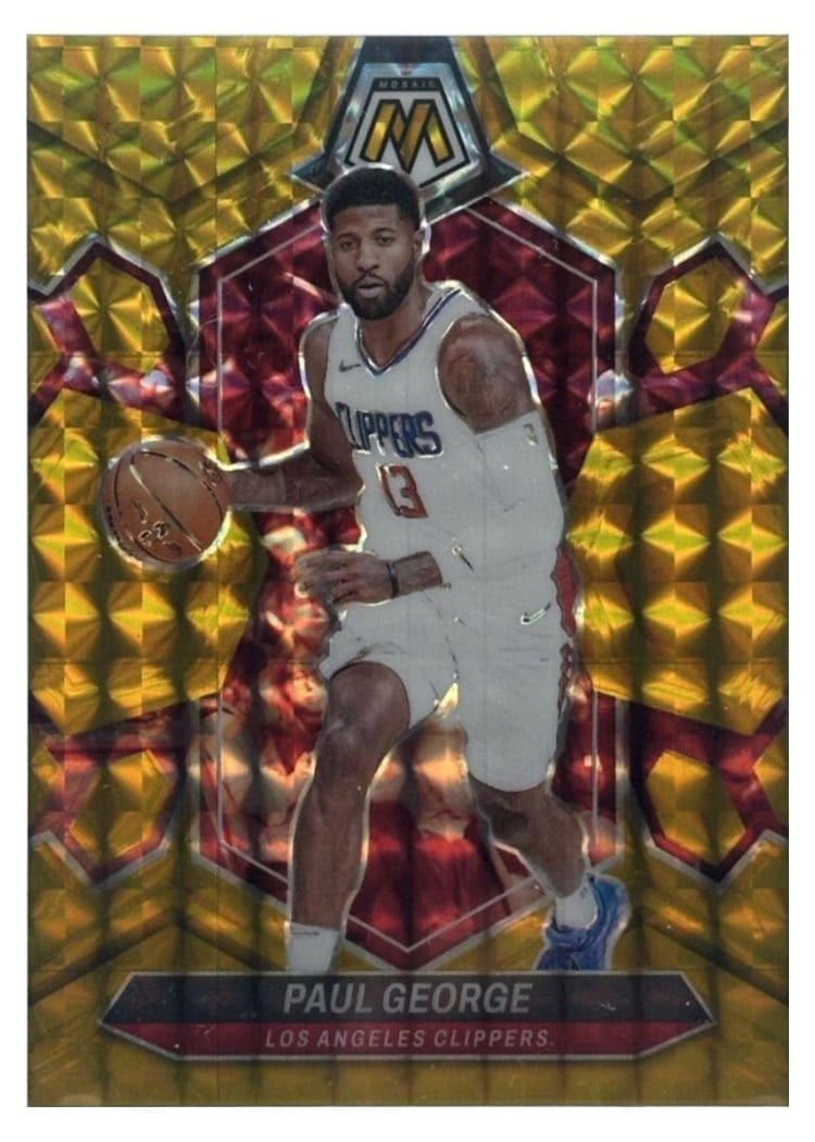 2023-24 Panini Mosaic Base Set Paul George Gold #50 card