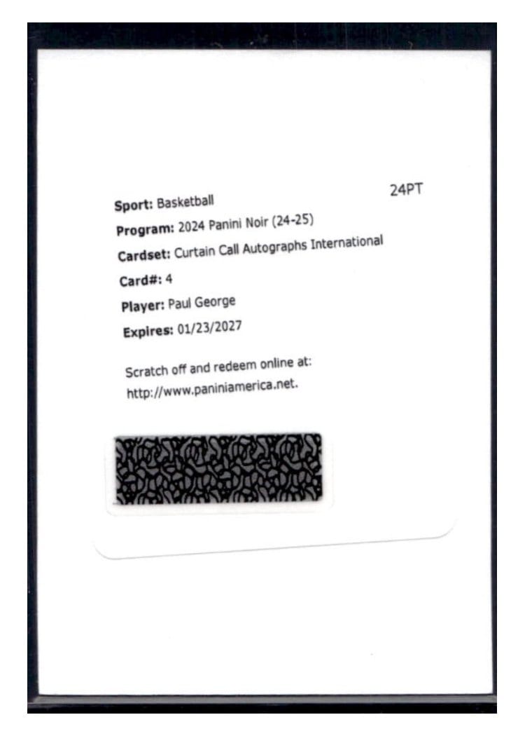2024-25 Panini Noir Curtain Call Autographs International Set Paul George #4 card