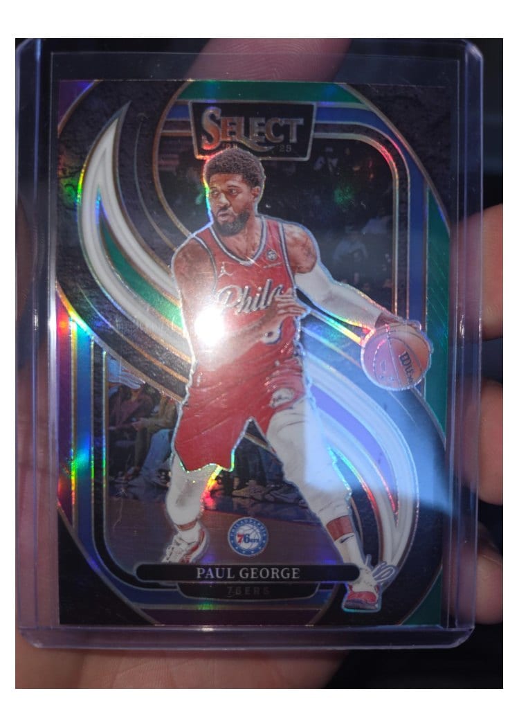 2024-25 Panini Select Base Set Paul George Green White Purple Prizm #159 card
