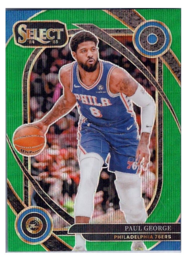 2024-25 Panini Select Base Set Paul George Green Wave Prizm #159 card