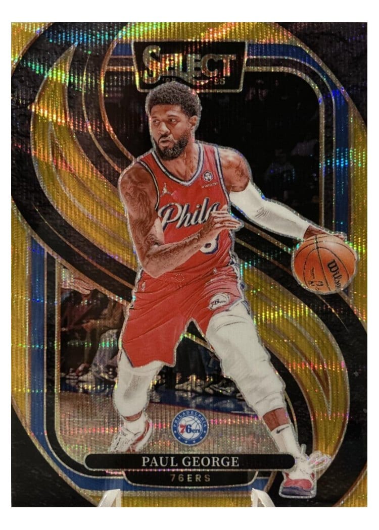 2024-25 Panini Select Base Set Paul George Gold Wave Prizm #159 card