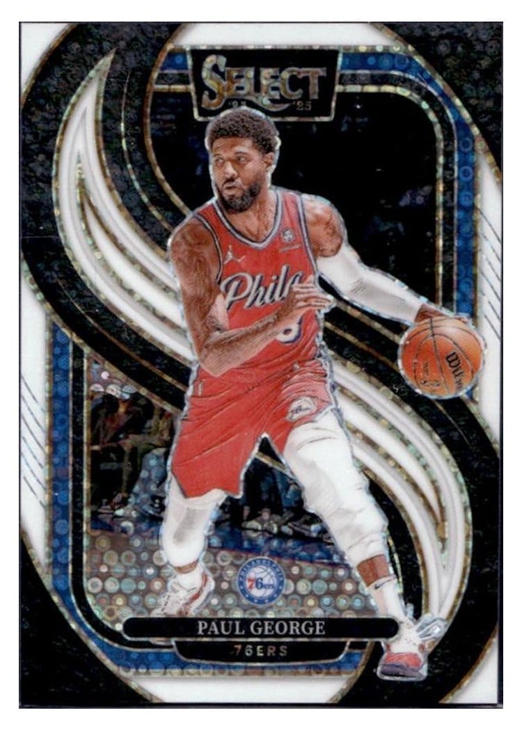 2024-25 Panini Select Base Set Paul George White Disco Prizm #37 card