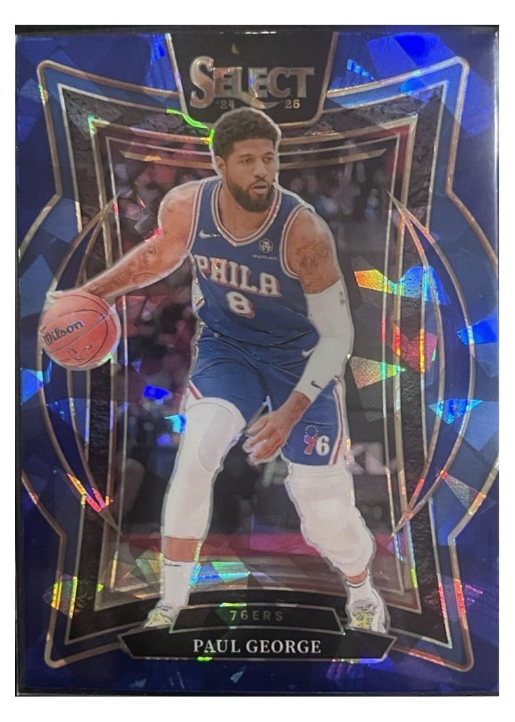 2024-25 Panini Select Base Set Paul George Blue Cracked Ice Prizm #37 card