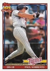 1991 Topps Base Set Paul Sorrento #654 card