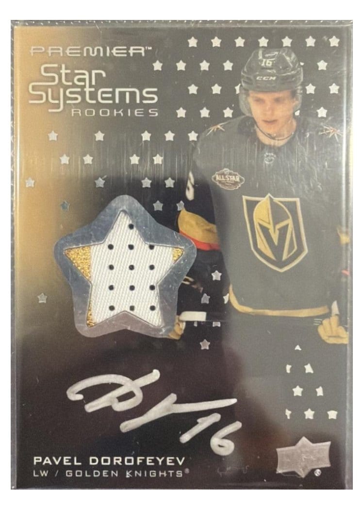 2021-22 Upper Deck Premier Star Systems Rookies Autograph Patch Pavel Dorofeyev #SSR-PD card