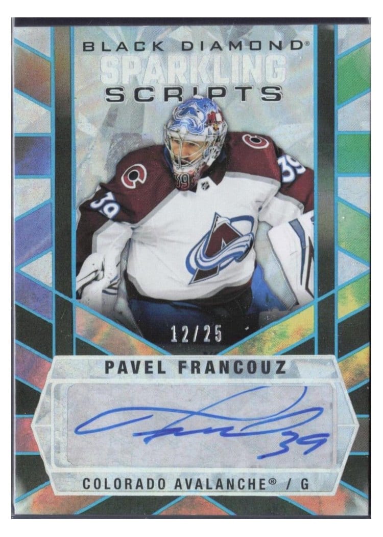2022-23 Upper Deck Black Diamond Sparkling Scripts Pavel Francouz #SC-PF card