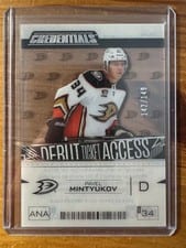 2023-24 Upper Deck Credentials Acetate Debut Ticket Access Pavel Mintyukov #DTA-PM card