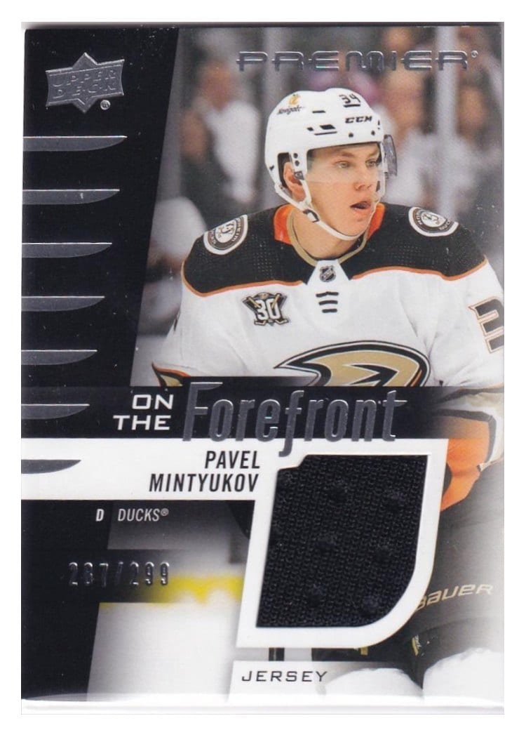 2023-24 Upper Deck Premier On the Forefront Rookies Jersey Pavel Mintyukov #OFR-PM card