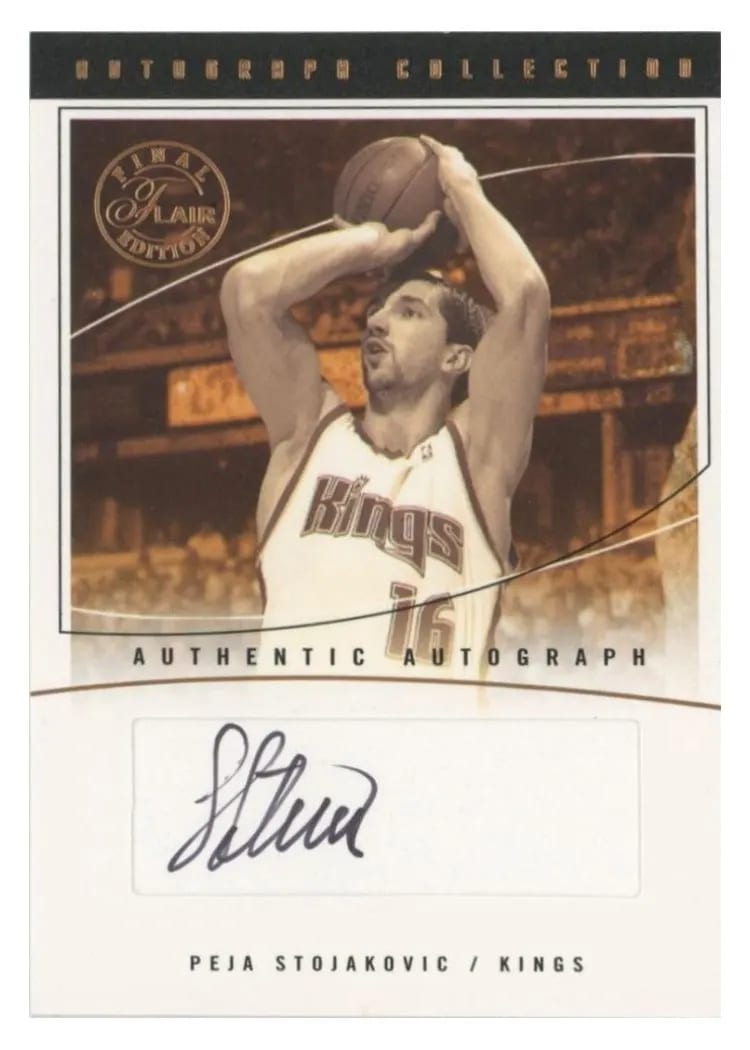 2003 Flair Final Edition Autograph Collection Peja Stojakovic #AC-PS card