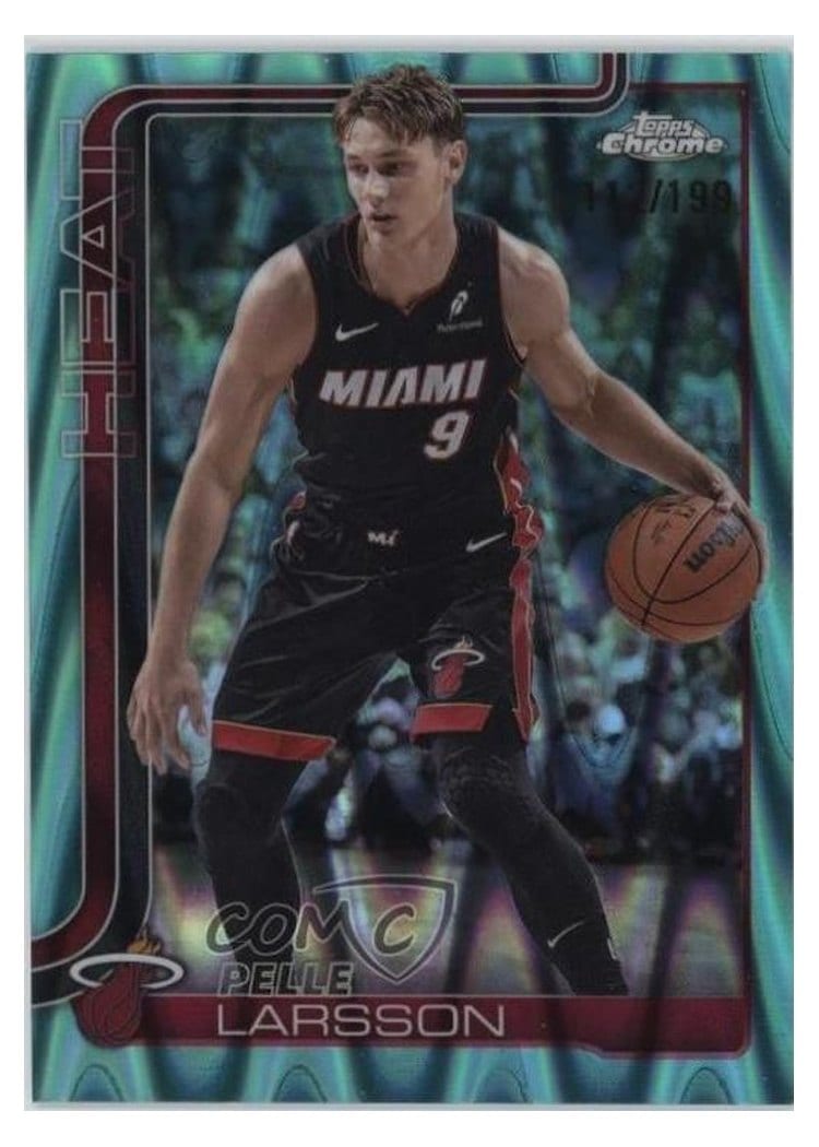 2025 Topps Chrome Pelle Larsson RayWave Aqua Refractor #189 card