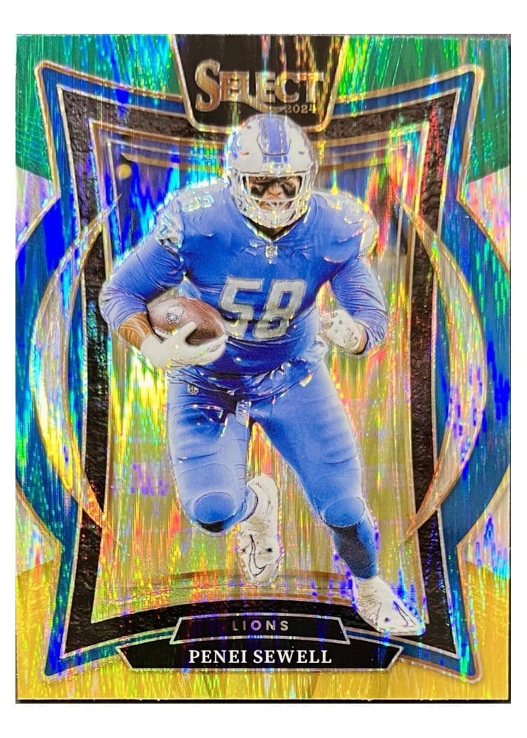 2024 Panini Select Base Set Penei Sewell Green Yellow Prizm Shock #87 card