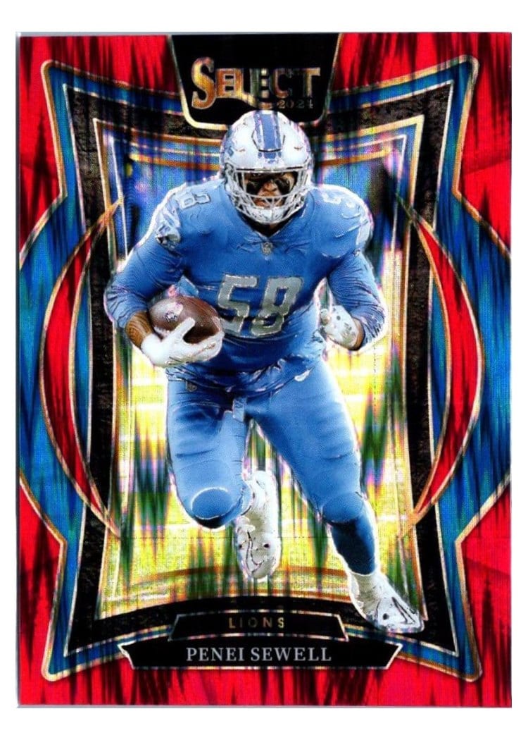 2024 Panini Select Base Set Penei Sewell Red Prizm Shock #87 card