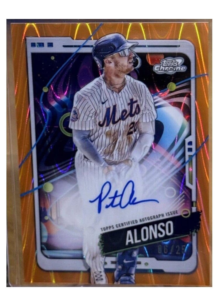2024 Topps Cosmic Chrome Autographs Pete Alonso Orange Galactic Refractor #CCA-PA card