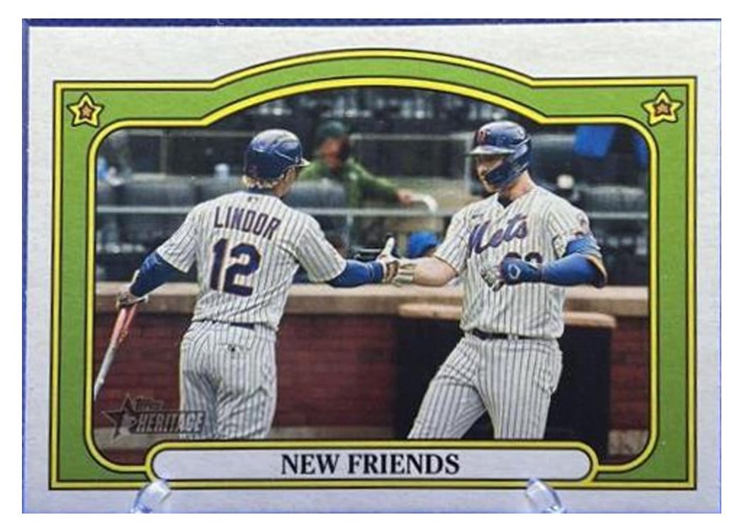 2021 Topps Heritage Combo Cards Pete Alonso / Francisco Lindor #CC-2 card