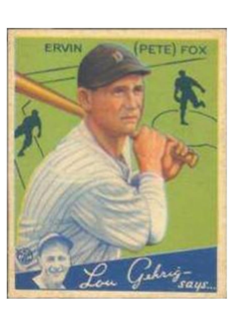 1934 Goudey Pete Fox #70 card