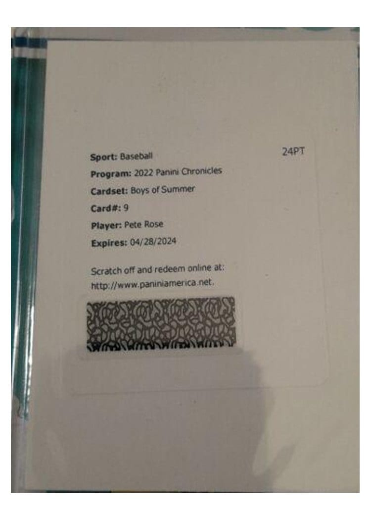 2022 Panini Chronicles Boys of Summer Autographs Pete Rose #BOS-PR card