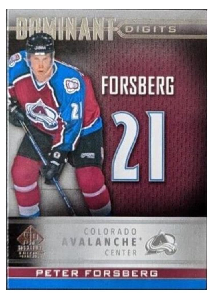 2020-21 SP Signature Edition Legends Dominant Digits Peter Forsberg #DD-25 card