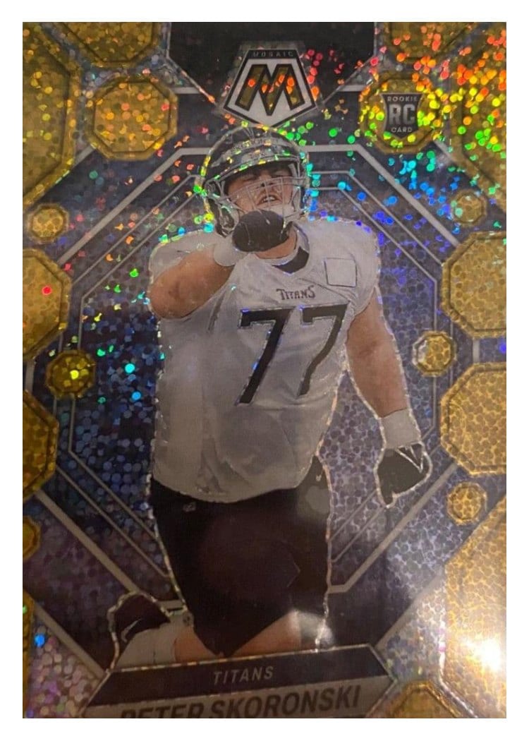 2023 Panini Mosaic Base Set Peter Skoronski Gold Sparkle #355 card
